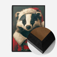Christmas Badger Animal Portrait Print
