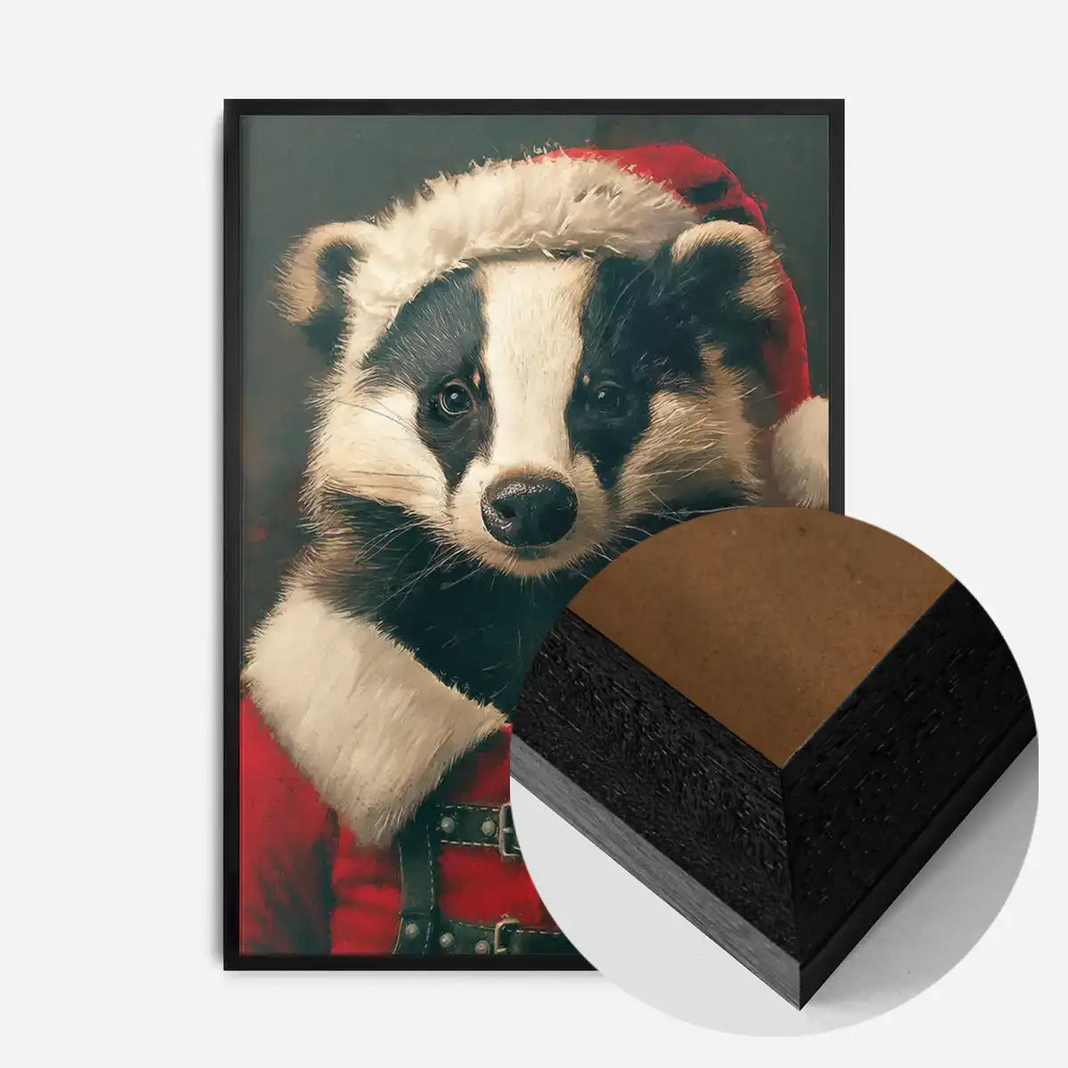 Christmas Badger Animal Portrait Print