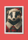 Badger Portrait A6 Christmas Greetings Card