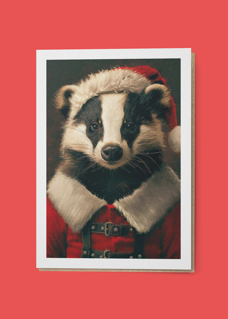 Badger Portrait A6 Christmas Greetings Card