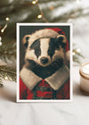 Badger Portrait A6 Christmas Greetings Card