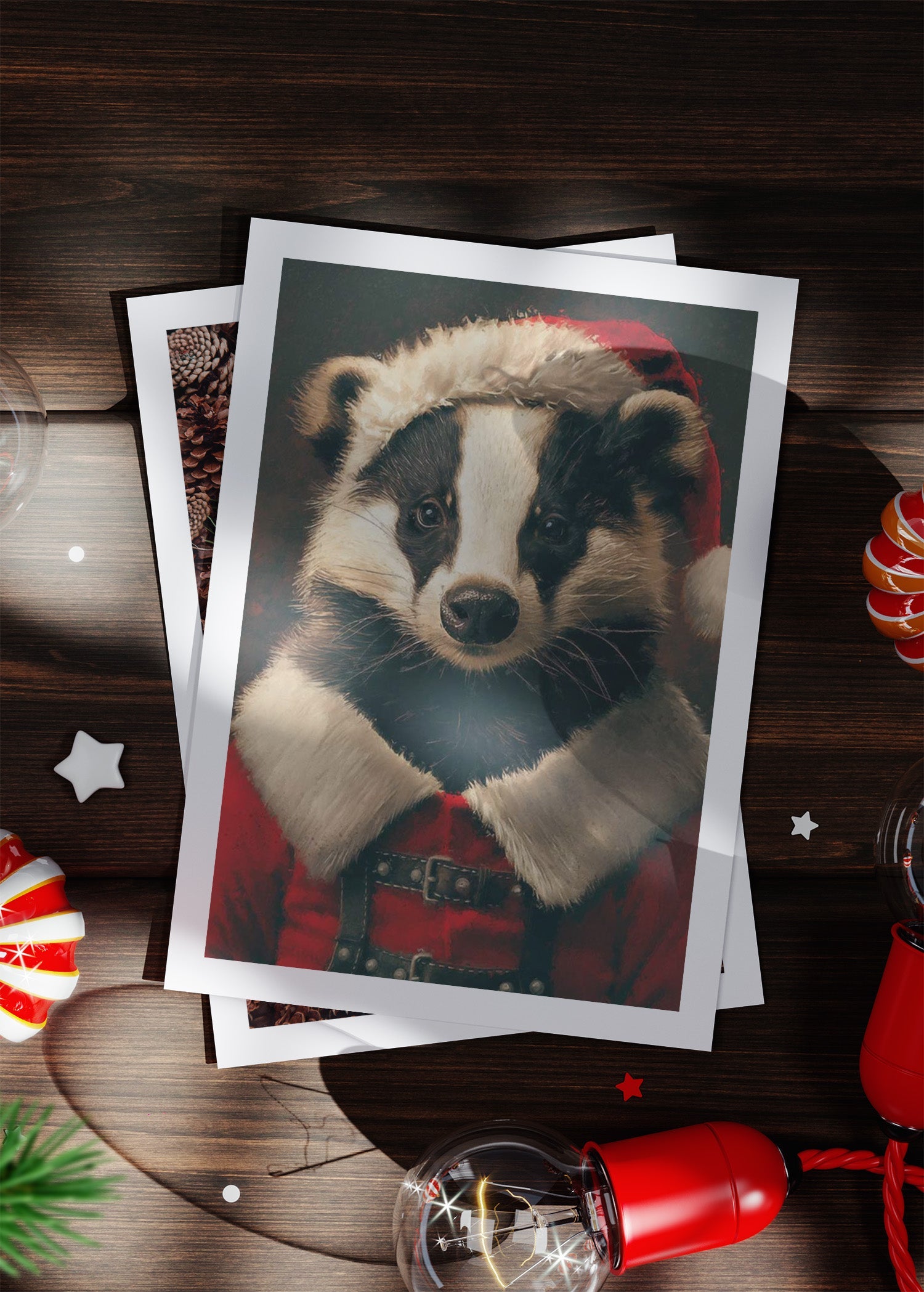 Badger Portrait A6 Christmas Greetings Card