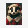 Christmas Badger Animal Portrait Print