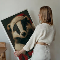 Christmas Badger Animal Portrait Print