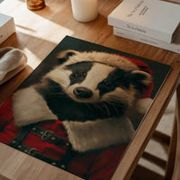Christmas Badger Animal Portrait Print