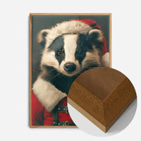 Christmas Badger Animal Portrait Print