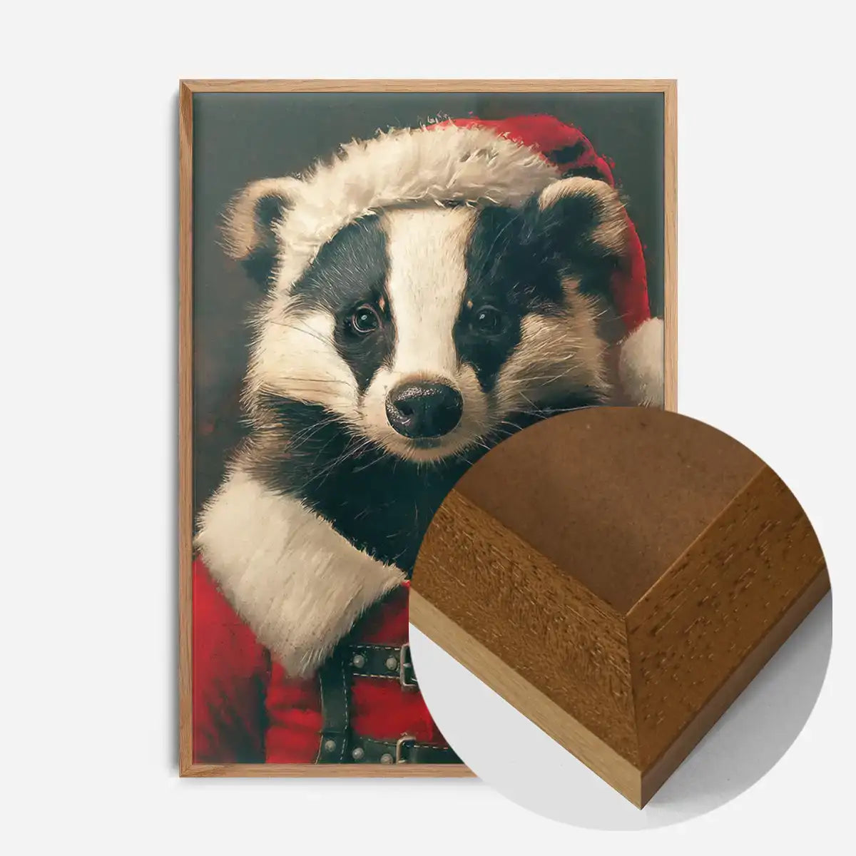 Christmas Badger Animal Portrait Print