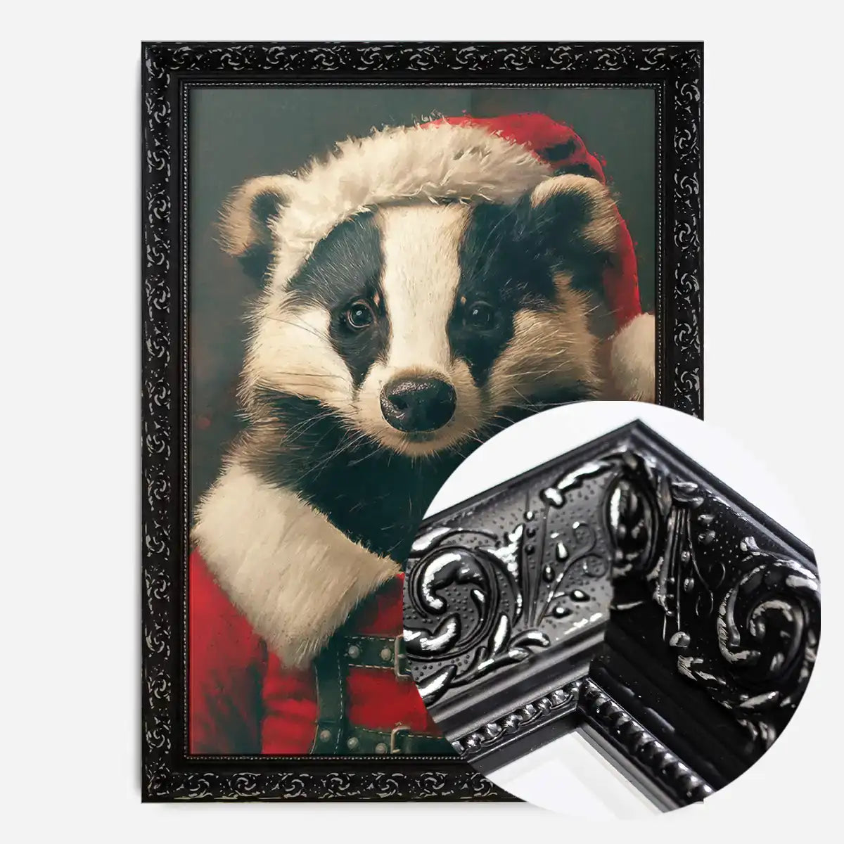 Christmas Badger Animal Portrait Print