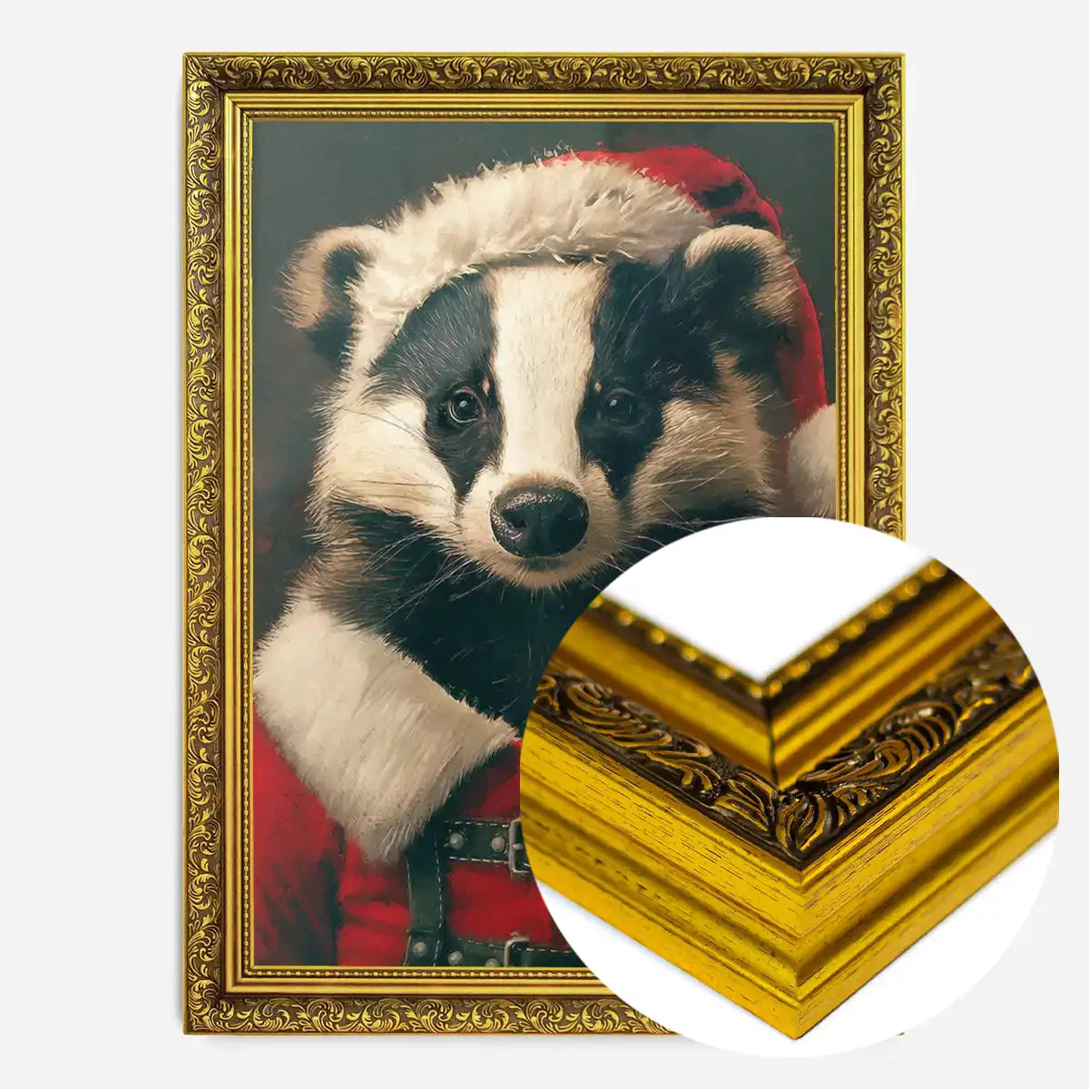 Christmas Badger Animal Portrait Print