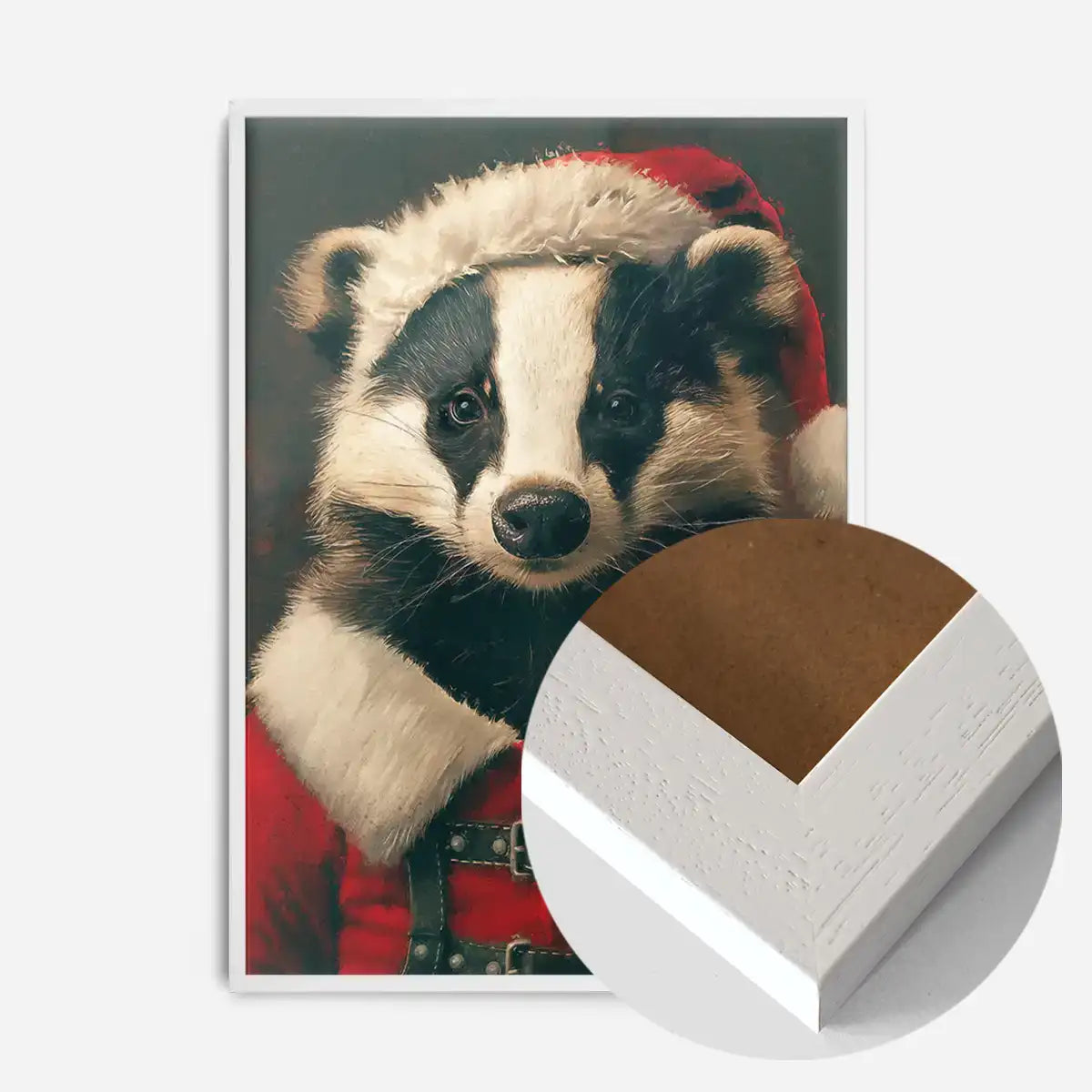 Christmas Badger Animal Portrait Print