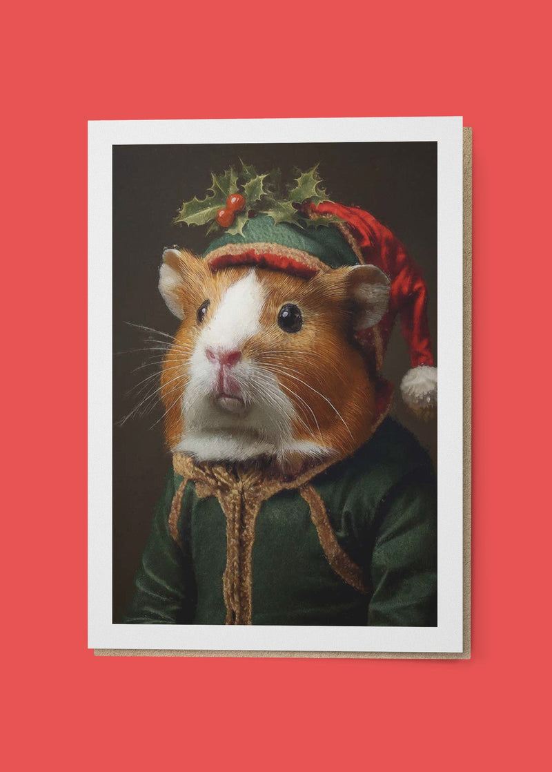 Hamster Portrait A6 Christmas Greetings Card