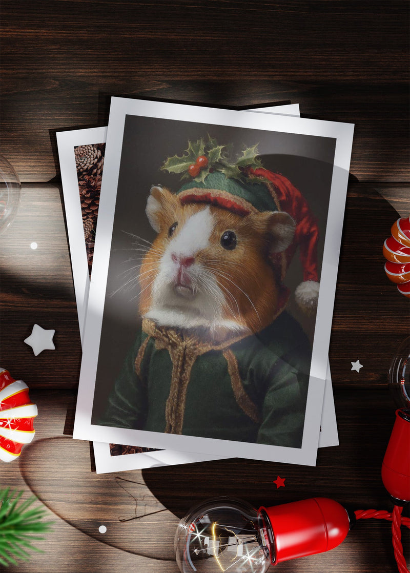 Hamster Portrait A6 Christmas Greetings Card