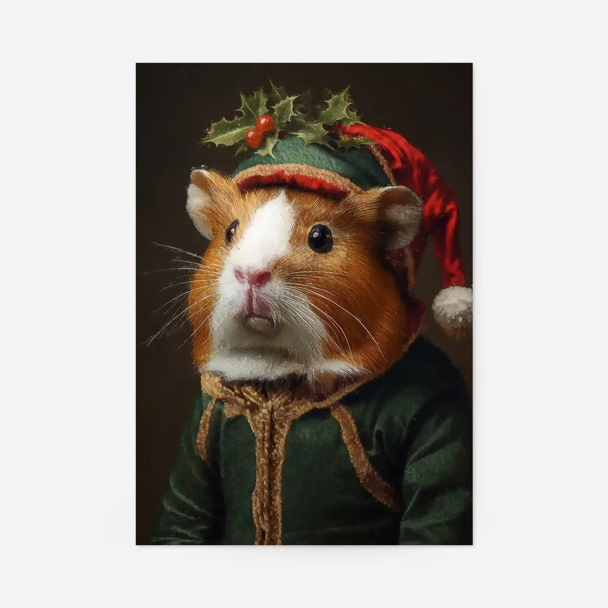 Christmas Guinea Pig Animal Portrait Print