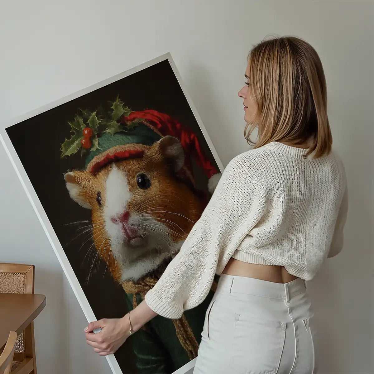 Christmas Guinea Pig Animal Portrait Print