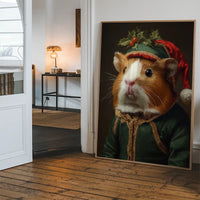 Christmas Guinea Pig Animal Portrait Print