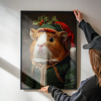 Christmas Guinea Pig Animal Portrait Print