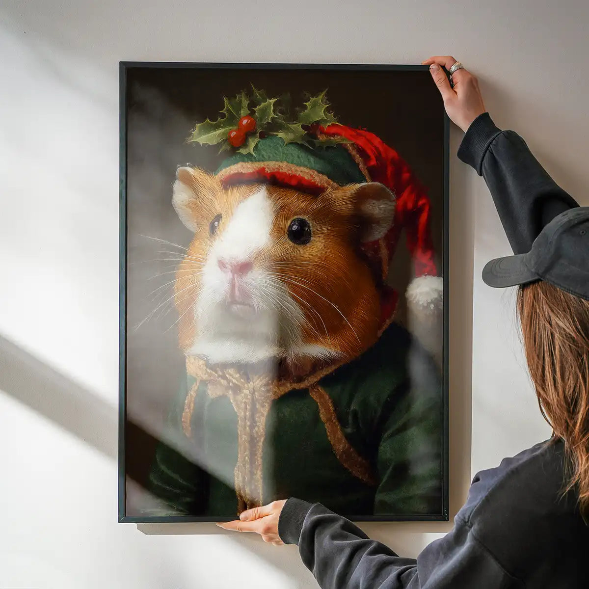 Christmas Guinea Pig Animal Portrait Print
