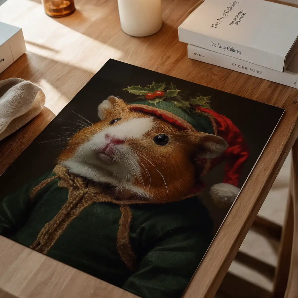 Christmas Guinea Pig Animal Portrait Print