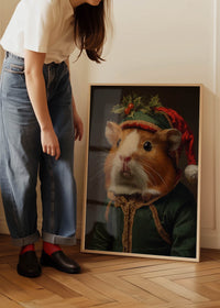 Christmas Guinea Pig Animal Portrait Print