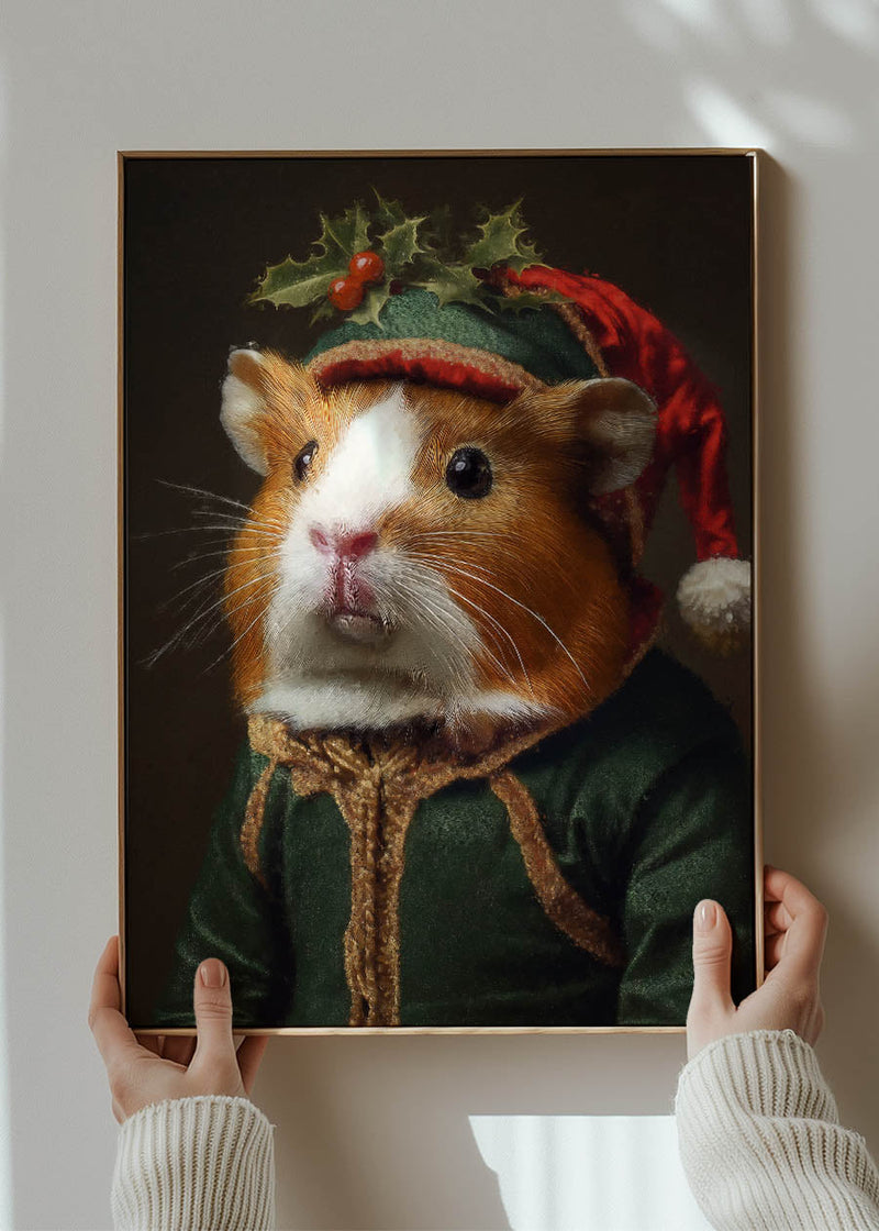 Christmas Guinea Pig Animal Portrait Print