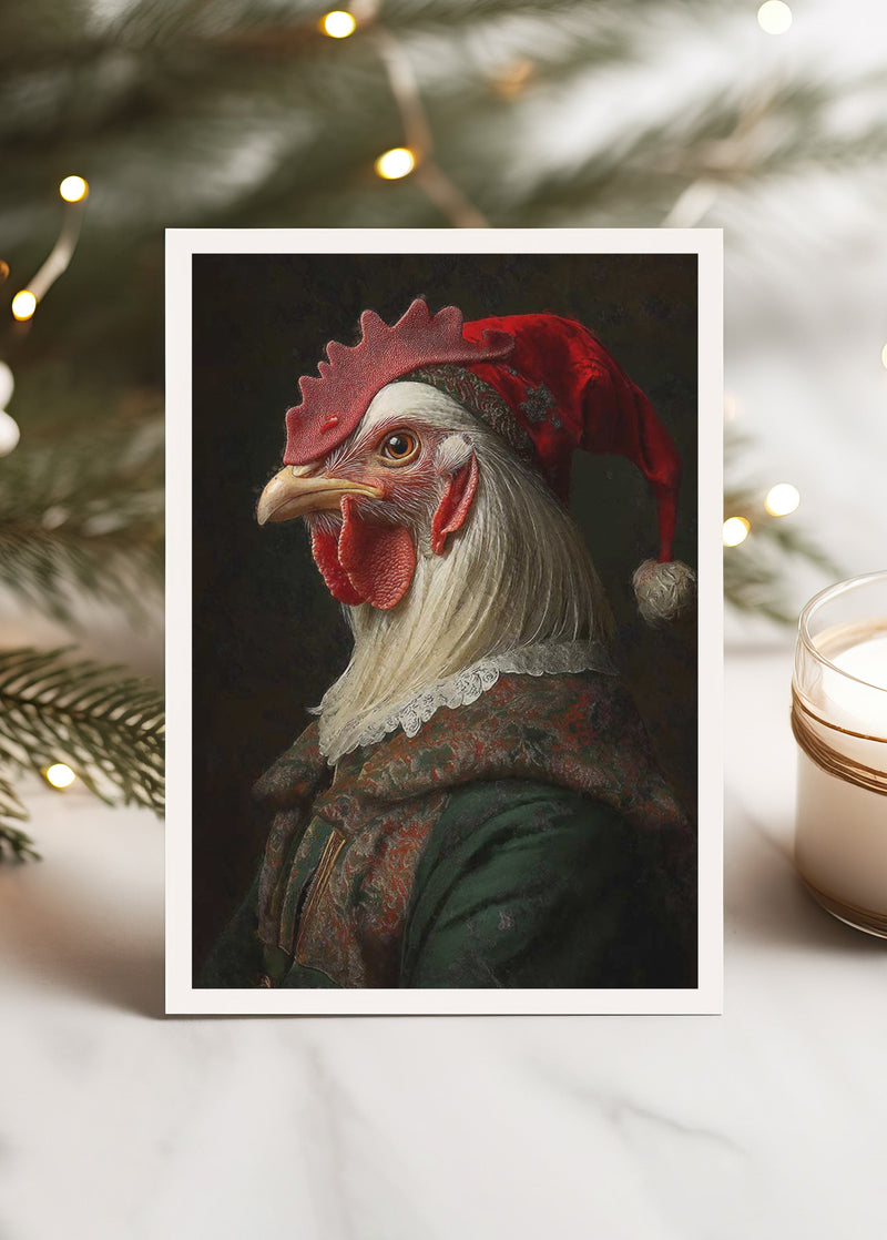 Chicken Portrait A6 Christmas Greetings Card