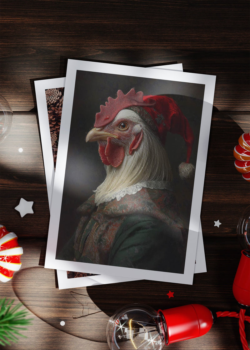 Chicken Portrait A6 Christmas Greetings Card