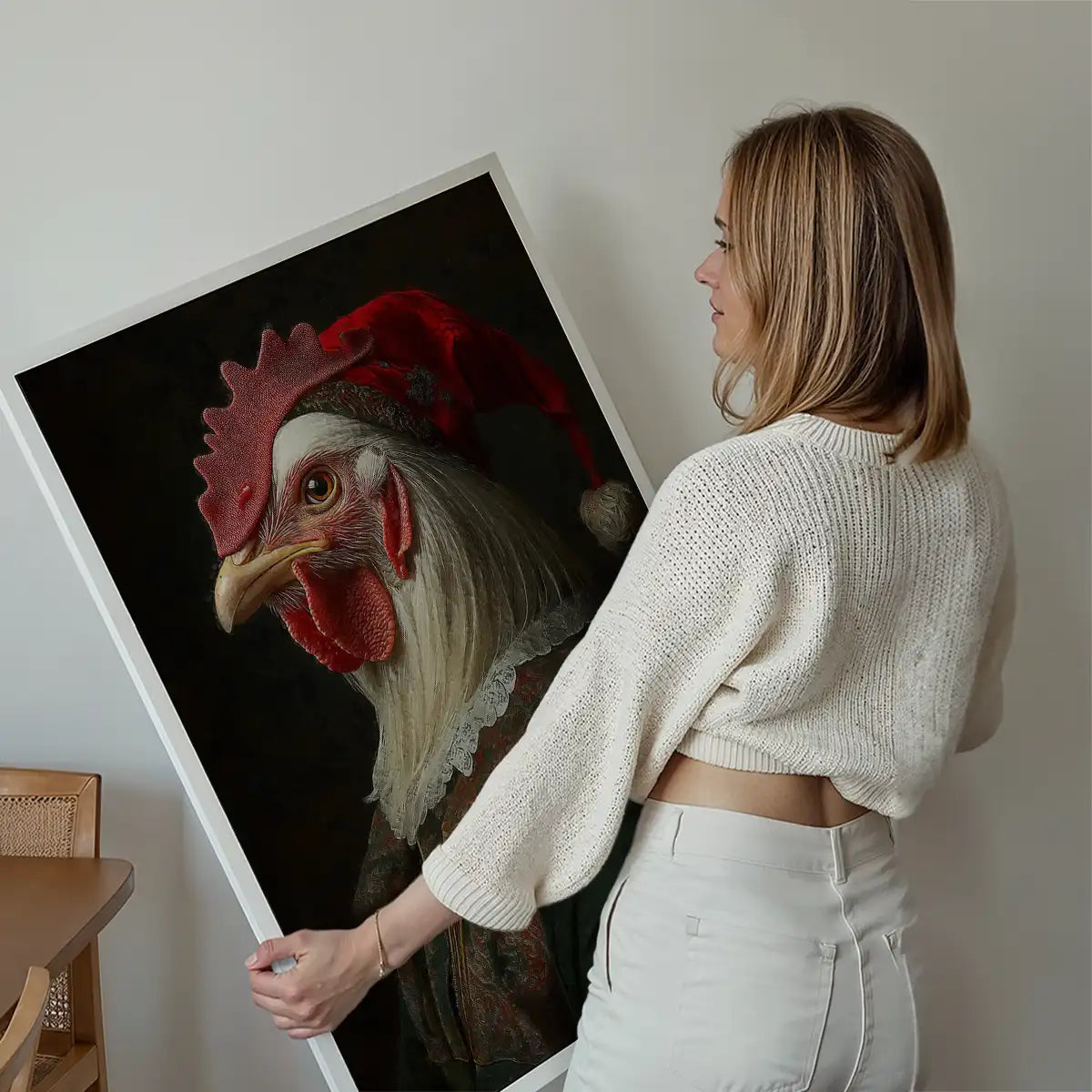 Christmas Chicken Animal Portrait Print