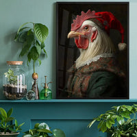 Christmas Chicken Animal Portrait Print