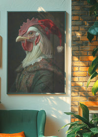 Christmas Chicken Animal Portrait Print