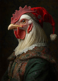 Christmas Chicken Animal Portrait Print