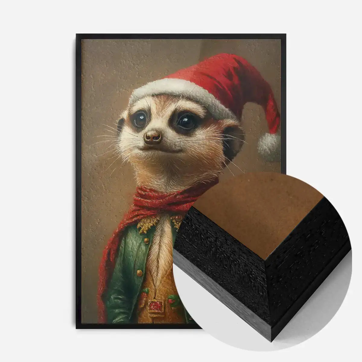 Christmas Meerkat Animal Portrait Print