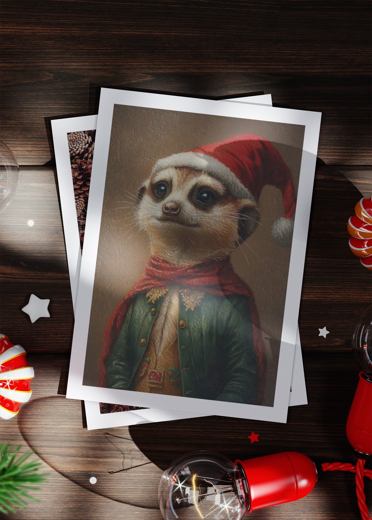 Meerkat Portrait A6 Christmas Greetings Card