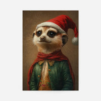 Christmas Meerkat Animal Portrait Print
