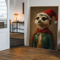 Christmas Meerkat Animal Portrait Print