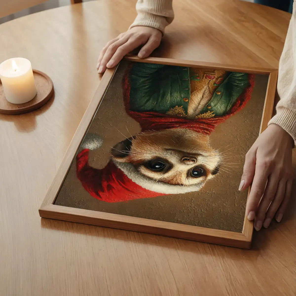 Christmas Meerkat Animal Portrait Print