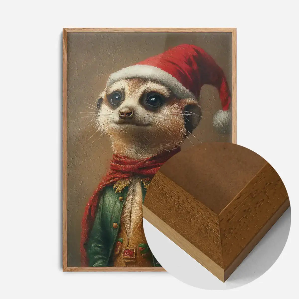 Christmas Meerkat Animal Portrait Print