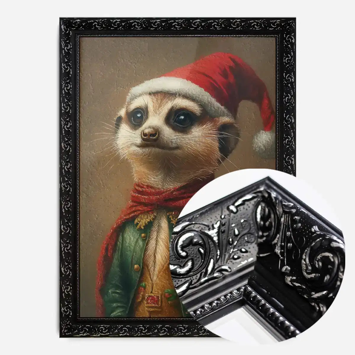 Christmas Meerkat Animal Portrait Print