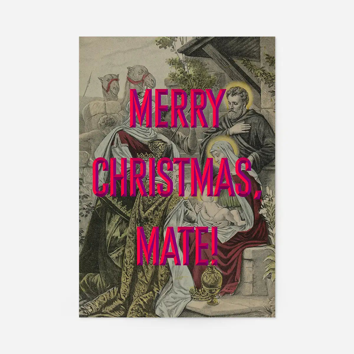 Merry Christmas Mate Nativity Poster Print