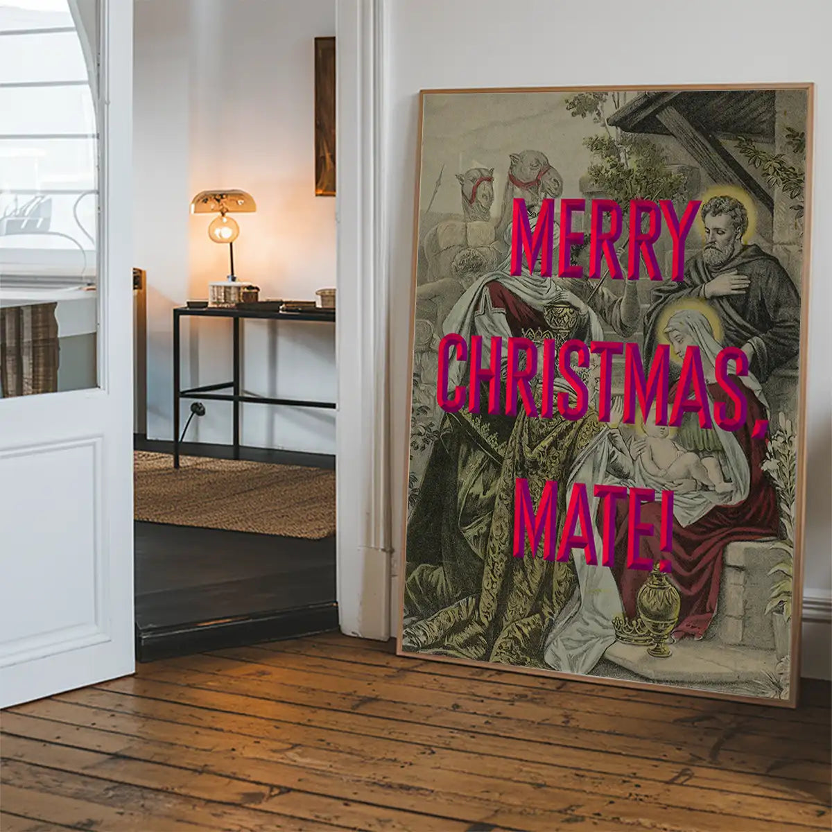 Merry Christmas Mate Nativity Poster Print