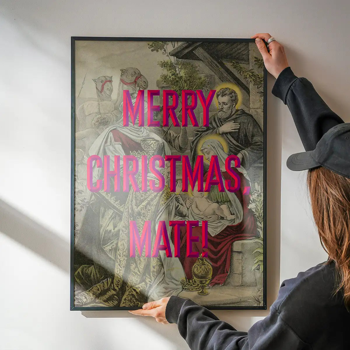 Merry Christmas Mate Nativity Poster Print
