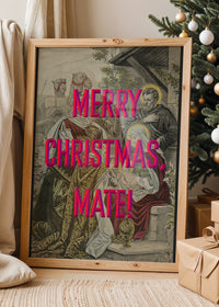 Merry Christmas Mate Nativity Poster Print