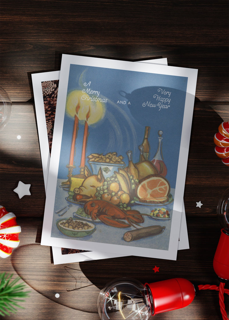 Vintage Feast Christmas Greetings Card