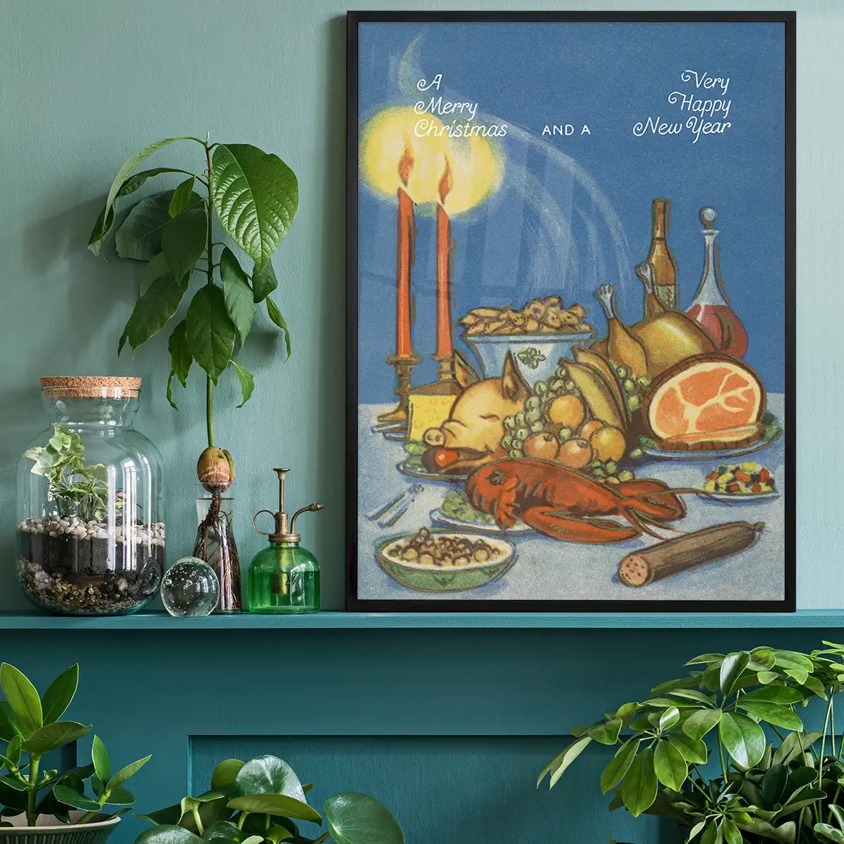 Vintage Christmas Feast Poster Print