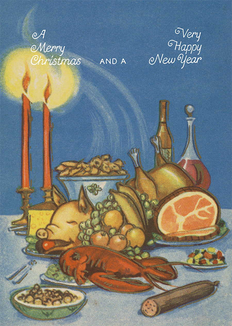 Vintage Christmas Feast Poster Print