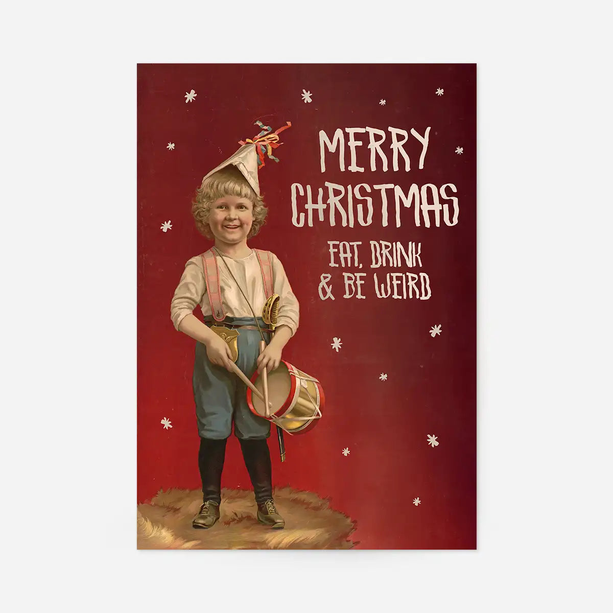 Be Weird Christmas Vintage Poster Print