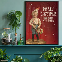 Be Weird Christmas Vintage Poster Print