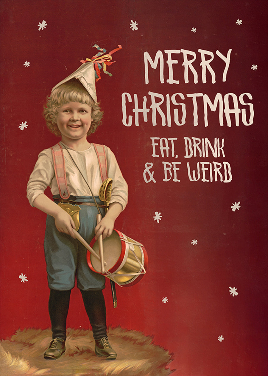 Be Weird Christmas Vintage Poster Print