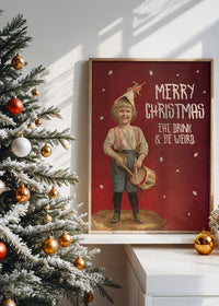 Be Weird Christmas Vintage Poster Print