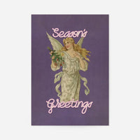 Season's Greetings Vintage Angel Christmas Poster Print