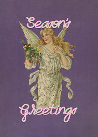 Season's Greetings Vintage Angel Christmas Poster Print